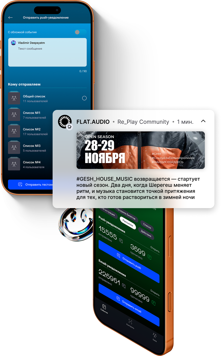 Push и email-рассылки для организаторов в приложении FlatPromo